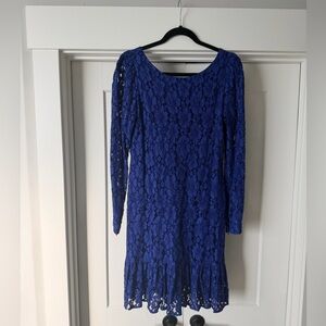 Calvin Klein Royal Blue Lace Long-Sleeve Dress